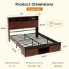 Bellemave Farmhouse Queen Size Bed Frame with Storage Headboard and Drawers,Charging Station & LED Lights,Brown - 2 of 4
