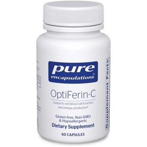 Pure Encapsulations OptiFerin-C - for Red Blood Cells & Energy - Iron Absorption Support - Vitamin C Enriched - Gluten Free & Non-GMO - 60 Capsules - 1 of 4