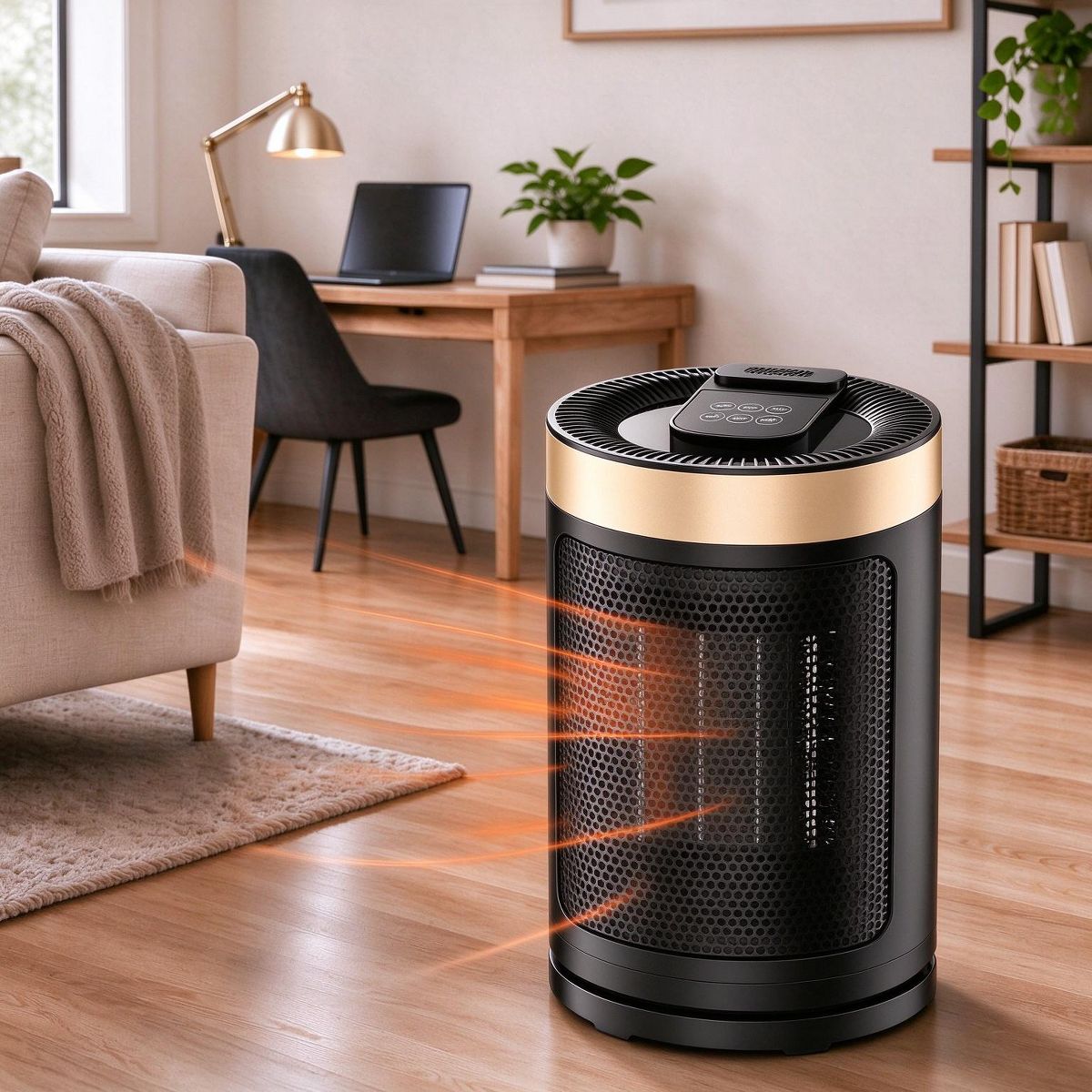 1500W Portable PTC Ceramic Space Heater for Indoor Use, Adjustable Thermostat Timer 5 Modes 4 Heat Settings, Tip‑Over & Overheat Protection - thumbnail 9
