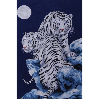 Design Works Counted Cross Stitch Kit 16"X23"-Moonlit Tigers (14 Count)