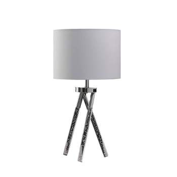 26.25" Mid-Century Birgit LED Acrylic Tapered Metal Table Lamp Silver - Ore International