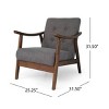 Mid Century Modern 1 Piece Wooden Fabric Upholstered Armchair,Tufted Comfy Reading Chair with Armrest,Living Room Bedroom Armchair-Coolbibila - 4 of 4