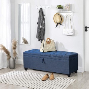 NicBex Velvet Storage Ottoman Bench,Upholstered Storage Ottoman with Firm Turned Wood Legs,Modern Storage Bench for Living Room,Bedroom - 1 of 4