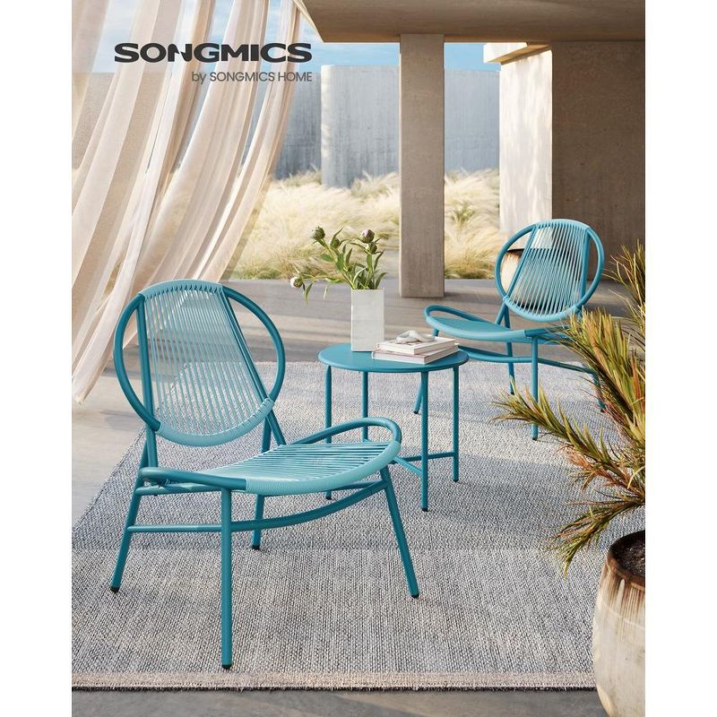 SONGMICS Patio Furniture Set 3 Pieces, Garden Bistro Set, Acapulco Chairs, Outdoor Seating, Side Table and 2 Chairs, 3 of 10