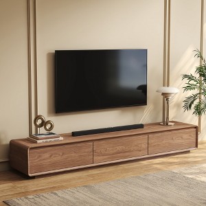 94.5" Modern Walnut TV Stand Media Console With Drawer Storage - 1 of 4