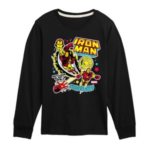 Boys' - Marvel - Iron Man Sticker Style Long Sleeve Graphic T-Shirt - 1 of 4