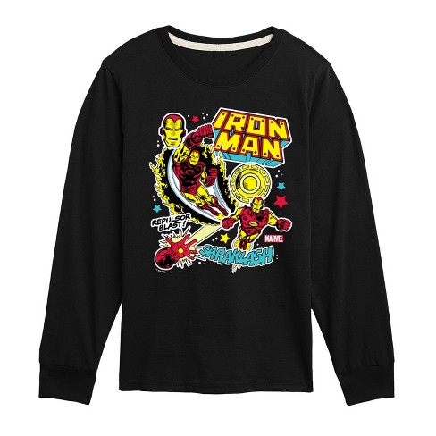 Boys' - Marvel - Iron Man Sticker Style Long Sleeve Graphic T-Shirt - image 1 of 3