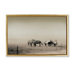 Stupell Industries The Herd Monochrome Horses Floating Frame Canvas Art - 1 of 4