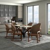 LeisureMod Svelta Leather Dining Chair – Upholstered Mid-Century Modern Accent Arm Chair with Rubberwood Legs for Kitchen or Dining Room Set of 2 - 2 of 4