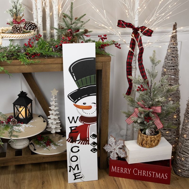 Northlight 35" Snowman "Welcome" Christmas Wooden Porch Board Sign Decoration, 5 of 8