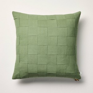 18"x18" Basket Weave Square Throw Pillow - Hearth & Hand™ with Magnolia - 1 of 4
