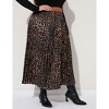 BLUEMING Womens Plus Size Pleated Skirts Floral High Rise Elastic Waist Swing Flar Maxi Skirt - 2 of 4