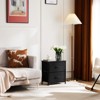 GlasFlength Nightstands Dresser Chest of Drawers, 2 Drawer Storage Corner Cabinet, Metal Frame and Wood Top, 2 Pack Black 18"*11.8"*20" - 2 of 4