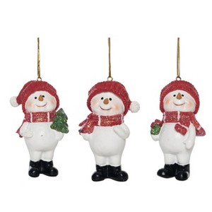 Transpac Resin Cutie Knit Hat Snowman Ornament Set of 3 Christmas Home Decorations - 1 of 1