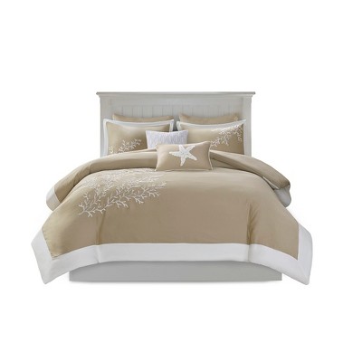 Gracie Mills Douglass 5-Piece Cotton Coastal Coral Jacquard Duvet Set