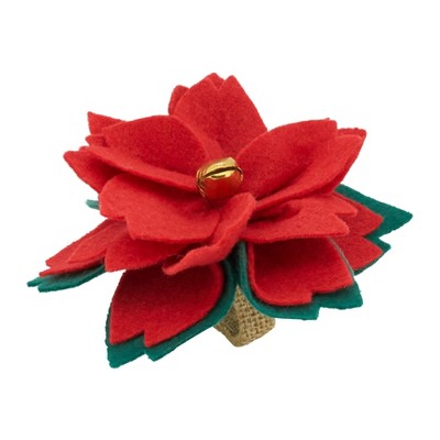 Saro Lifestyle Handcrafted Felt Poinsettia Napkin Ring (Set of 4), Red