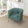 SEYNAR Mid-Century Modern Velvet Accent Chair, Gold Finish Barrel Chair for Living Room - 2 of 4