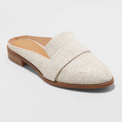 women's violet woven backless mules