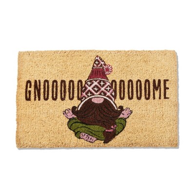 tagltd 1'6" x 2'6" Gnoooooome Sentiment Gnomie Themed Rectangle Indoor and Outdoor Coir Door Welcome Mat Beige Background