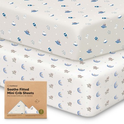 KeaBabies Mini Crib Sheets for Baby Girls, Boys, 2-Pack Soothe Pack and Play Sheets Fitted, Organic Pack N Play Mattress Sheet