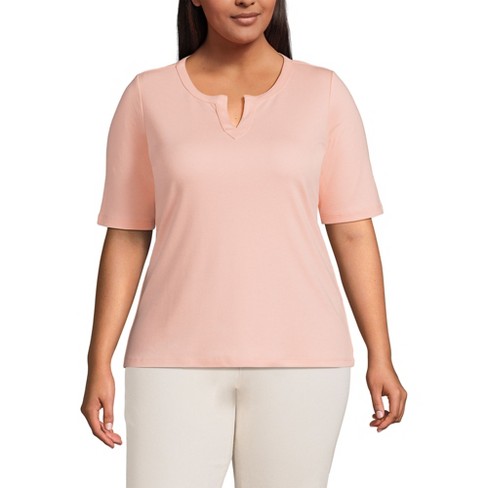 Lands' End Women's Plus Size Cotton Polyester Modern Half Sleeve ...