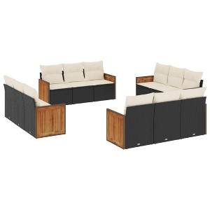 vidaXL Garden Sofa Set Black PE rattan Medium Modular Garden Sofa Set - 1 of 4