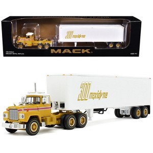 Mack R-Model Day Cab and 40' Vintage Trailer Yellow with Red and White "Mack Anniversary" 1/64 Diecast Model by DCP/First Gear - 1 of 4