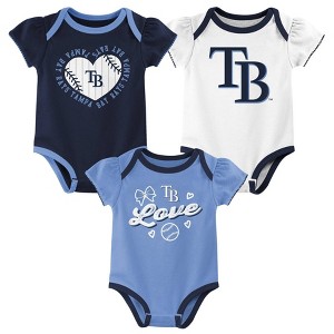 MLB Tampa Bay Rays Infant Girls' 3pk Bodysuit - 1 of 4