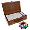 WE Games Mexican Train Dominoes with Wooden Treasure Box - White Tiles with Colored Pips - Thick Size - 2 of 4