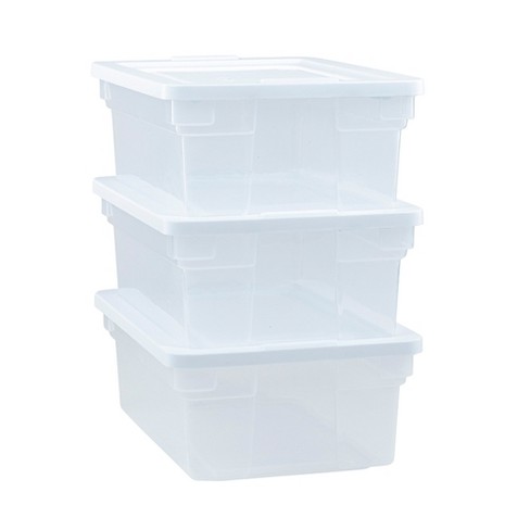 Rubbermaid 12 Quart Stackable Molded Plastic Easy Access Stackable Storage  Bins with Lid for the Garage, Bedroom, Closet, or Shed, Clear