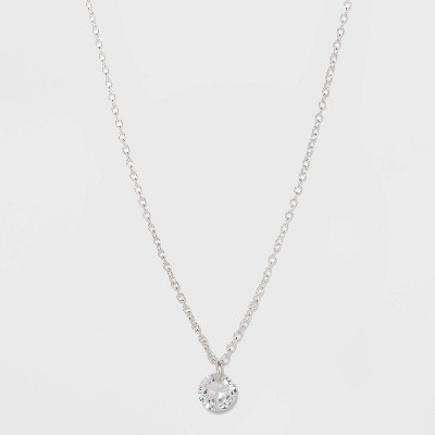 Sterling Silver With Floating Cubic Zirconia Pendant Necklace - A New Day™  Silver : Target