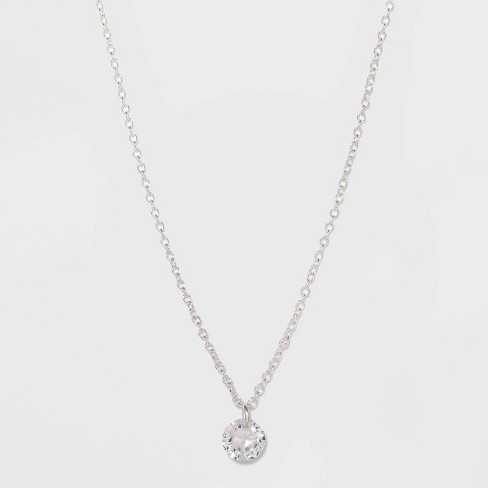 Sterling Silver With Floating Cubic Zirconia Pendant Necklace - A New Day™  Silver : Target