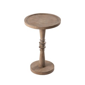 JIONJOY Classic Pedestal Side Table - Rustic Tray Top End Table for Living Room, Bedroom or Entryway - 1 of 4