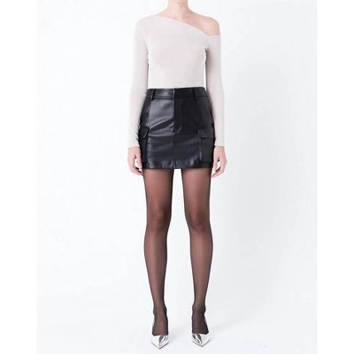 Women's Cargo Leather Mini Skirt - Grey Lab