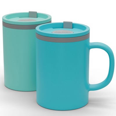 Copco Iconic Double Wall Insulated Coffee Mug with Handle, Durable & BPA-Free Reusable Plastic, 16 oz., Set of 2
