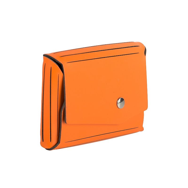 JAM Paper Italian Leather Business Card Holder Case with Angular Flap Orange Sold Individually, 2 of 6