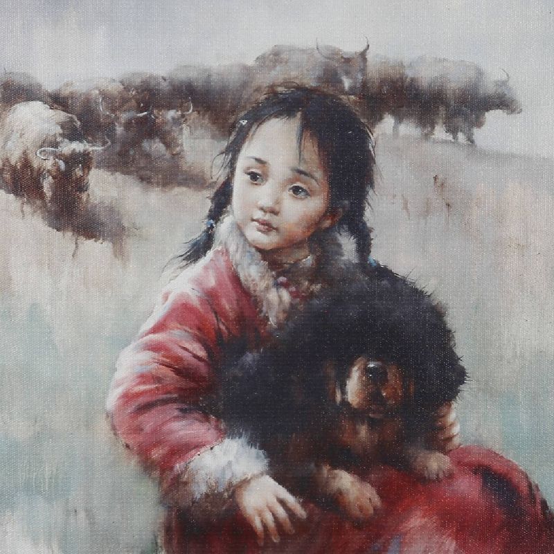 20&#34;x20&#34; Tibetan Mastiff on Little Girl&#39;s Lap Wall Art - A&#38;B Home, 3 of 5