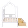 Wooden Twin Size House Bed With 2 Drawers, Storage Shelf Kids' Bed, Multifunctional Sky Roof House Bed Frame, White_Twin Size 1 - 4 of 4