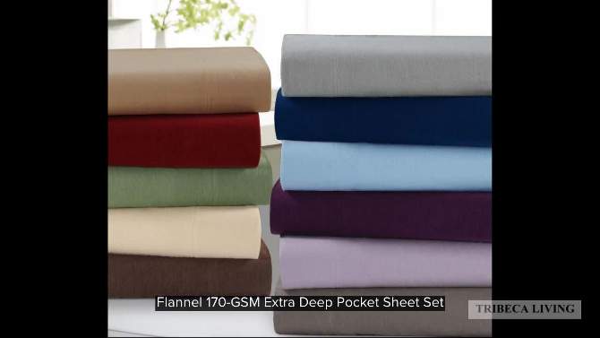 Heavyweight Flannel Solid Fitted Sheet - Tribeca Living, 2 of 4, play video
