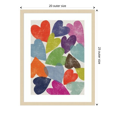 Multicolored Hearts Print with Wood Frame, 28.54" x 23.45"