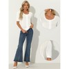 Allegra K Women's Casual Crochet Knit Button Up Sweater Short Sleeve Cardigan - 2 of 4
