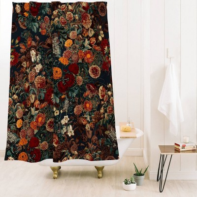 Exotic Garden Night Floral Fabric Shower Curtain, 71" x 74"