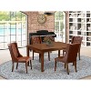 5-Piece Mahogany Finish Solid Wood Top - Button Tufted Dining Room Set - Seats 4 - 2 of 4