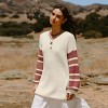 Women's Knit V-Neck Striped Long Sleeve Loose Fit Mini Sweater Dress - Cupshe - 4 of 4