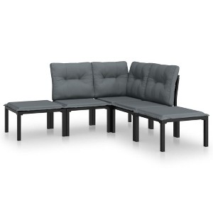 vidaXL Patio Lounge Set Outdoor Patio Furniture Black and Gray Poly Rattan - 1 of 4