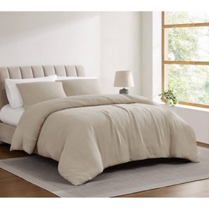 Cannon 3pc King Heritage Cotton Waffle Duvet Covers Set Khaki - 1 of 4