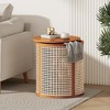 JUJABU 15.7" Round End Table, Hollow Rattan Woven Design with Rubber Wood Top, Small Nightstand or Tea Table for Living Room, Easy Assembly - 3 of 4