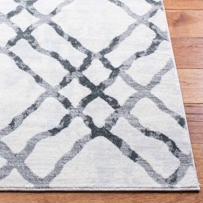 Ivory and Grey 4' x 6' Hand-Knotted Synthetic Area Rug