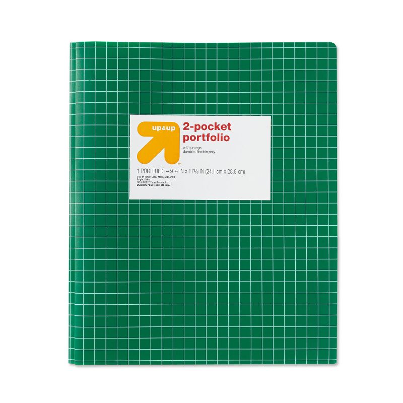 Poly Folder with Prongs Fashion Green Grid - up &#38; up&#8482;, 1 of 4