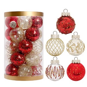 COZONY 25 Pcs Clear Shatterproof Christmas Ornament Balls, 2.4" PET Painted Xmas Tree Decorations for Holiday & Wedding Decor - 1 of 4